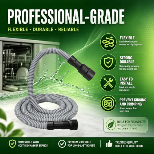 TTFLEX 6 ft Dishwasher Drain Hose — Flexible, Adjustable Inner Diameters 11/16, 1, 1-1/8 in