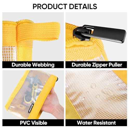 TICONN Tool Pouch, 1680D Oxford Small Tool Bag, Tool Pouches with Zipper, Clear Utility Bag Zipper Pouch for Tool Organizers and Storage (9PK Combo)