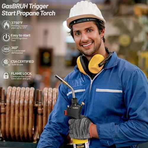 Propane torch Head with Igniter, High Intensity Torch Head with 2 Flame Tubes, Trigger Start Gas Torch, Mapp Gas Torch Head,Gas Torch Kit,Soldering Torch,Blow Torch Fuel by Propane,MAPP