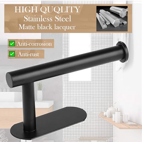 JOPOFI Matte Black Adhesive Toilet Paper Holder 1pcs - Rustproof Stainless Steel Bathroom Accessory