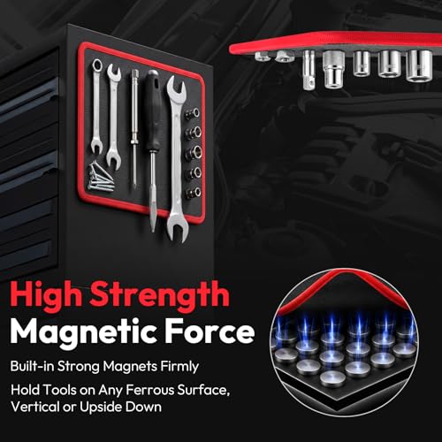 Reihazon 1pc Magnetic Tool Mat, 83-Magnet Flexible Tool Holder, Red 12 5/8 x 9 5/8 in