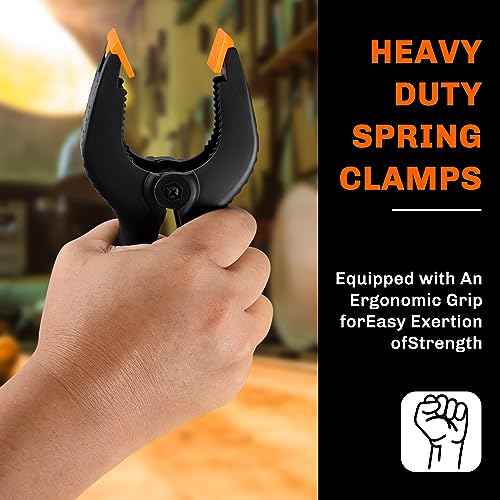 10 Pack Spring Clamps Heavy Duty - Assorted Sizes Spring Clips Plastic 6.5 Inches, 4.5 Inches, 3.5 Inches Set - Backdrop Clips Small Clamps For Crafts Woodworking Background