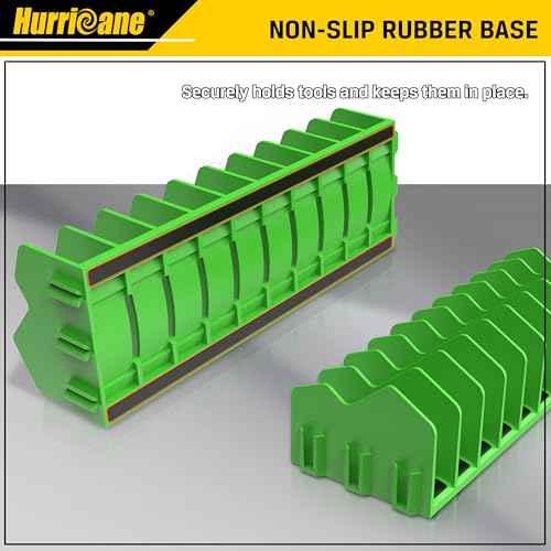 HURRICANE Plier Organizer Rack, 10-Slot Pliers Rack with Non-Slip Rubber Base, Tool Organizer, Tool Drawer Toolbox Storage, Green, Extendable Design, Fit 3¡± H, 1 Pack
