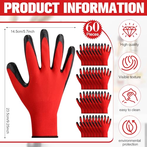 Chuarry Safety Work Gloves Rubber Coated Knit Nylon Working Gloves Bulk for Men Women Gardening, 2 Colors, 9.1"