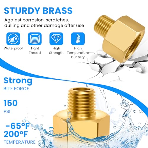 SDTC Tech 2-Pack Brass Pipe Fitting 1/4 NPT Thread Male to 1/2 Female