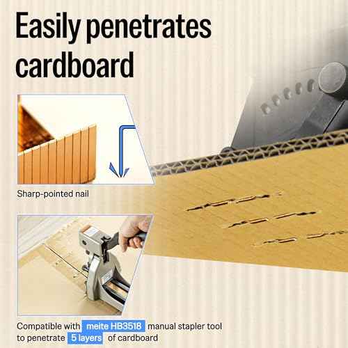 meite Carton Closing Staples 16 Gauge 1-3/8" Wide Crown 3/4" Leg Copper-Coated Carton Staples for Pneumatic or Manual Box Stapler Gun - Cardboard Closer Packaging (1,600PCS)