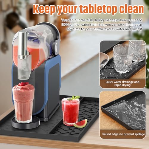 Beenxmyy Black Silicone Mat 22.5"x15" for Ninja Slushie & Creami Machines, Removable 0.7" Edge Guard