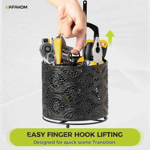 KAFAHOM Bucket Tool Organizer, Heavy Duty Metal Bucket Tool Caddy, Tool Storage for Garden, Construction, Carpenter, Electrician, Builder
