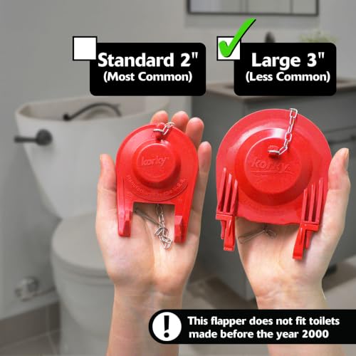 Korky 3-Inch Premium Toilet Flapper - Large Size, Chlorine Resistant Rubber, Model 1