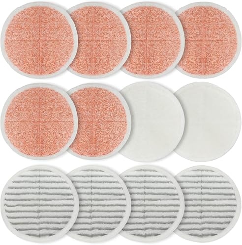 Sgizoku Heavy Scrub Mop Pads for Bissell Spinwave/Crosswave 6+4+2 Pack (6 Heavy Scrub, 2 Soft, 4 Scrubby) - Refill