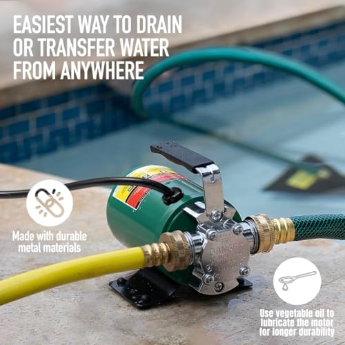 SumpMarine Water Transfer Pump Without On/Off Switch 115V 330 GPH Portable Electric Pump with 6' Hose Kit