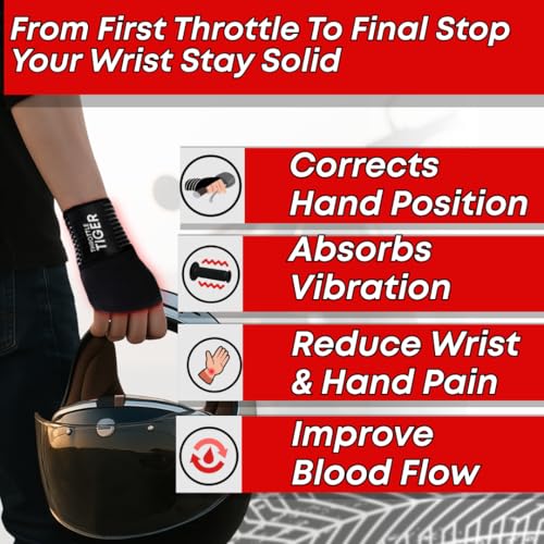 ? Motorcycle Wrist Support, Adjustable Comfort for All Bikers, Reduces Wrist & Hand Pain and Absorbs Vibration (Large)