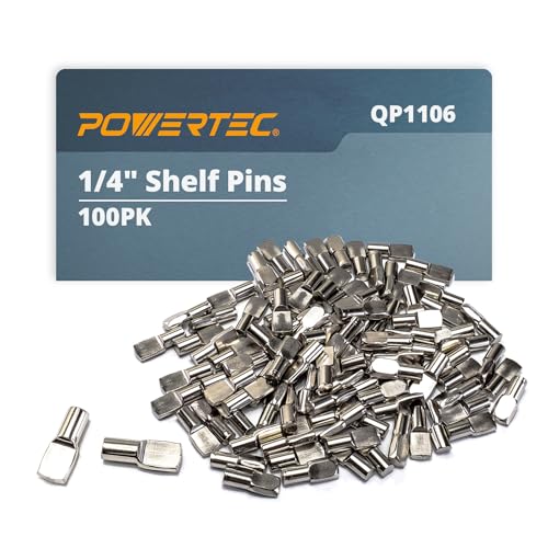 POWERTEC 1/4 Inch Spoon Shelf Pegs Support Pins - Nickel Plated, 100 Pack