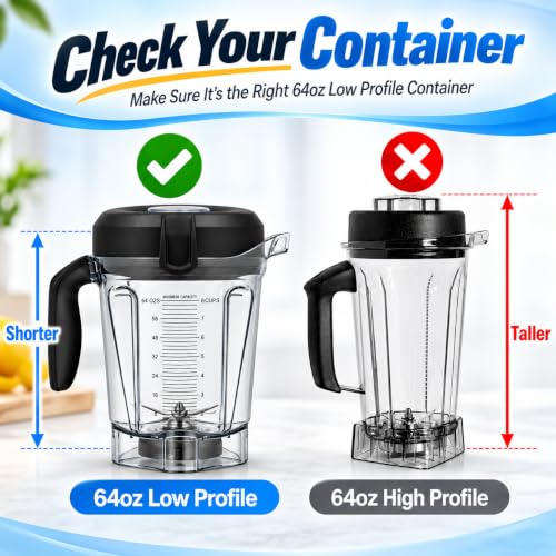 Lid Plug Replacement for Vitamix 64oz Low Profile Containers – 2-Pack (Pro750/7500/5300/6500/300)