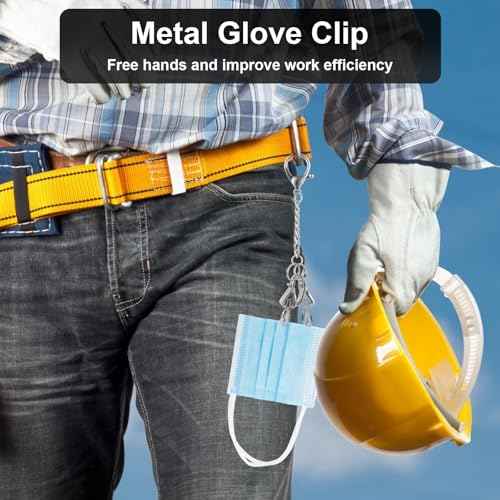 18 PCS Metal Glove Clip Glove Clips for Work Glove Holders Safety Glove Clip Steel Glove Clip with 2 Alligator Clip for Belt Loop, Construction, Camping, Outdoor Activities