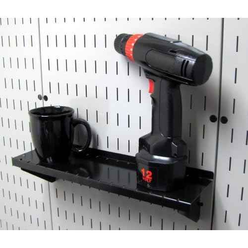 Wall Control Shelf 4in Deep Pegboard Shelf Assembly Pegboard and Slotted Tool Board - Black