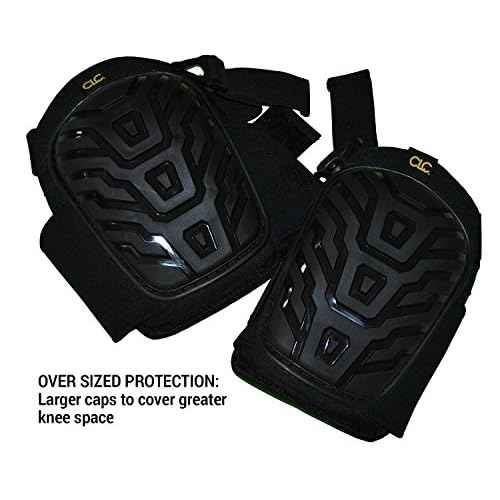 CLC Custom Leathercraft 345 Professional Kneepads, Supportive Gel Cushion, Breathable Neoprene Straps, Over Sized Caps for More Coverage, Ideal for Gardening, Flooring, Cleaning and Construction , Black