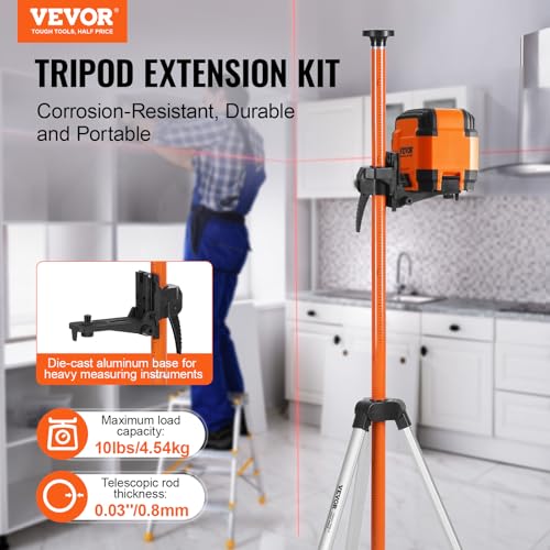 VEVOR Extendable Laser Level Tripod with 1/4"-20 & 5/8"-11 Mounts, 40.94"-133.85" Heavy-Duty Aluminum