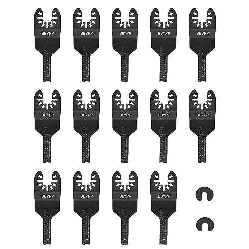 14pcs Oscillating Saw Blades, 3/8 Inch Professional Universal Multitool Blades for Wood Plastic Soft Metal, Quick Release Durable Oscillating Wood Saw Blades Fit Most Models