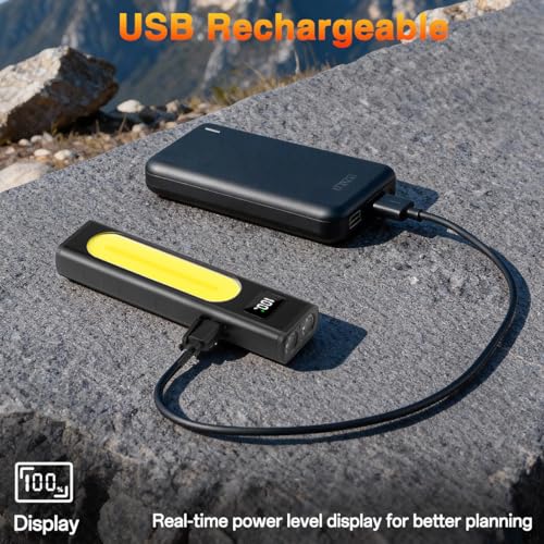 Huccbs 2-Pack Rechargeable LED Flashlights 1800 Lumens with Magnetic Base, Waterproof Work Light