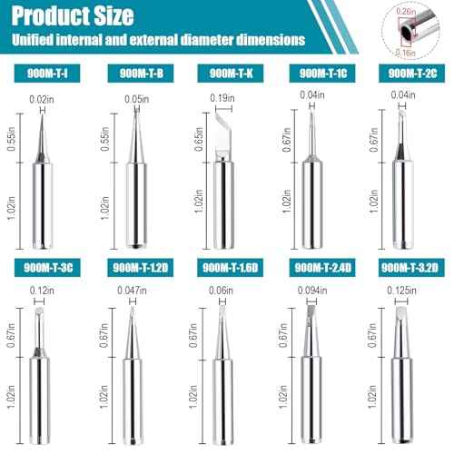 10 Pcs 900M Soldering Iron Tips, Replacement Soldering Tips, Compatible with HAKKO, Atten, Quick, Aoyue, Yihua, Vastar, and Major (Silver)