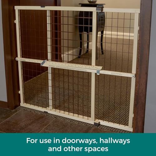 MYPET Wire Mesh Dog Gate: 29.5"-50" Wide, Pressure Mounted with No