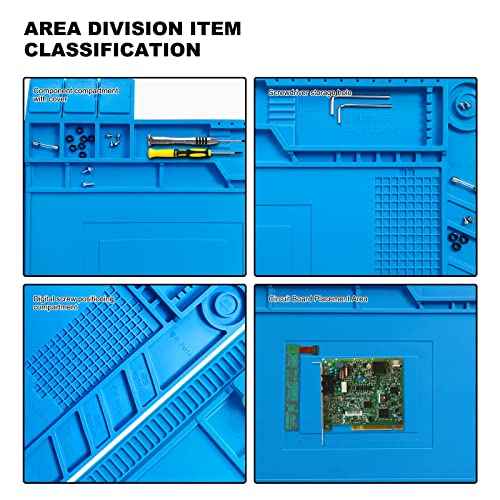 Premium Heat Resistant Solder Pad, Large Anti-static Magnetic Silicone Pad, Repair Pad With Scale, for Cell Phone, Computer and Other Electronic Repairs, 17.7 "*11.8", Blue