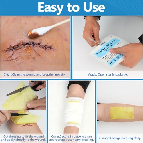 16 Pack 4x4 Inch Xeroform Petrolatum Gauze Dressings for Wound Care, Non-Adherent Mesh Pads