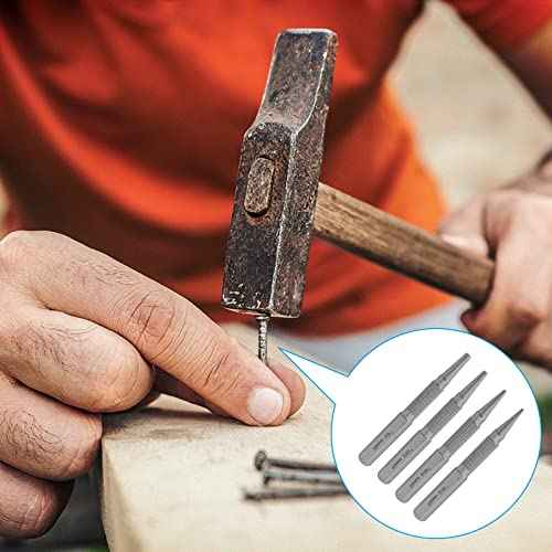 4pcs Nail Setter Punch, 1/32 1/16 3/32 1/8 Inch Center Punch Set, Nail Punch Kit Nail Driver Tool