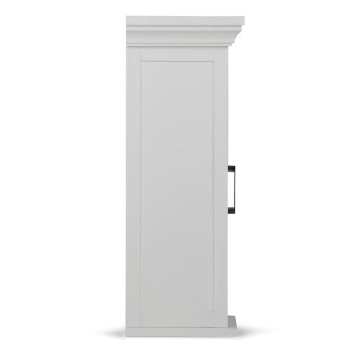 SIMPLIHOME Avington Bath Cabinet - 14 inch Wide Single Door Bathroom Wall Cabinet in Pure White, Transitional Bathroom Storage for Bath or Powder Room with Tempered Glass Door and Adjustable Shelf