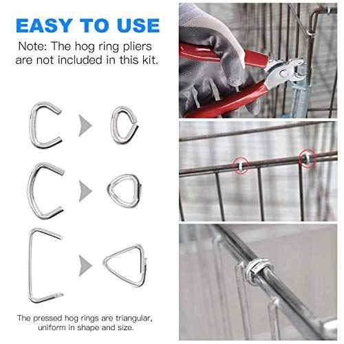 Glarks 1000Pcs 3/4'' Upholstery Steel Hog Rings kit for Auto Upholstery, Bungee Cord, Fencing, Animal Pet Cages, Meat Bags, DIY Craft, Furniture and More (3/4'' Hog Rings)