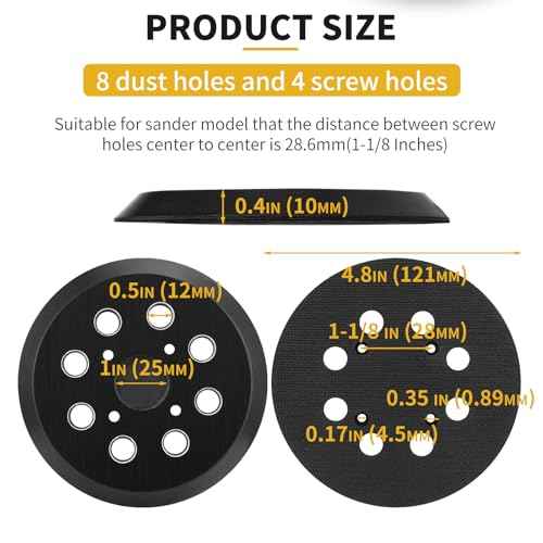 5 Inch 8 Hole Orbital Sander Pads Compatible with Ridgid R2501 R2600 R2601 R2611 R8606 Random Orbit Sander Replacement Hook and Loop Backing Pad Parts # 300527002