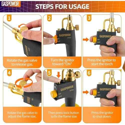 High Intensity Propane Torch Head Fuel by Propane,MAPP,Turbo Gas Torch Kit,Welding Torch,Trigger Start Mapp Gas Torch Kit with Igniter,Propane torch,Blow Torch(CSA Certified, Fuel Not Included)