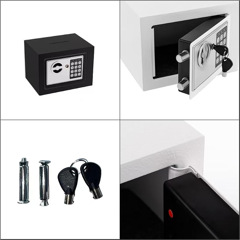 Ellaig Black Digital Wall Safe 9.05x6.7x6.7 Inches Mini Security Safe for Jewelry Coins & Guns