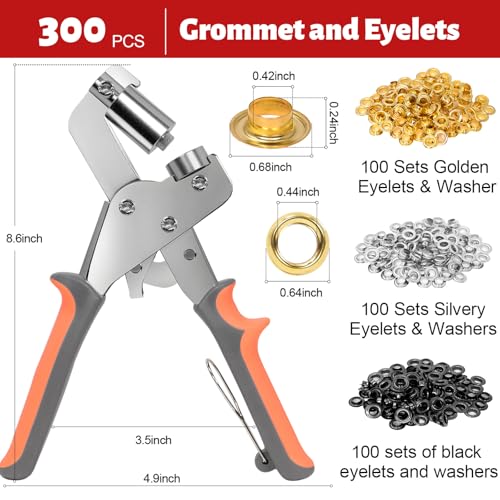 SBGGRL Heavy Duty Grommet Tool Kit with 300 10mm Metal Eyelets - Variation 1