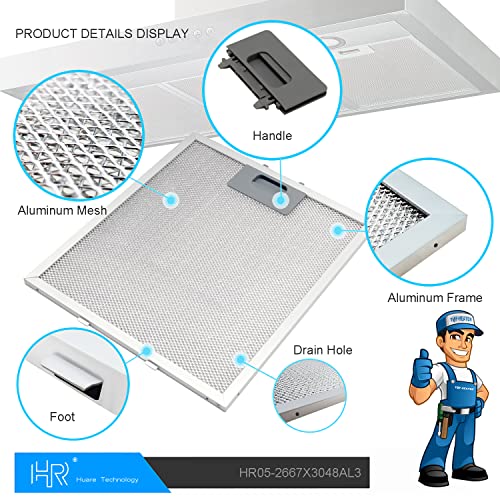 HR Huare 2-Pack W10169961A 10.5 x 12 in Hood Filter for Whirlpool Range Hood