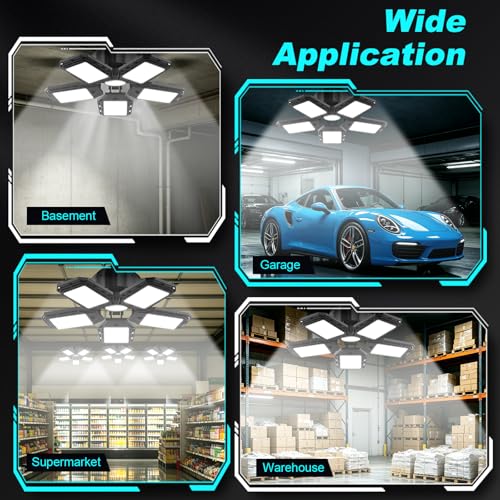 Luyata 2 Pack 180W LED Garage Lights, 18000LM, 6500K Ceiling Shop Light