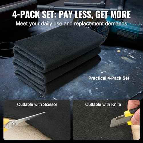 VEVOR Carbon Felt Welding Blanket 4 Pack, 37" x 36" Flame Retardant Welding Blanket, Up To 1800¡ÆF Heat Resistant Blanket Set, Cuttable Carbon Fiber Fire Retardant Insulation Welding Mat Pad