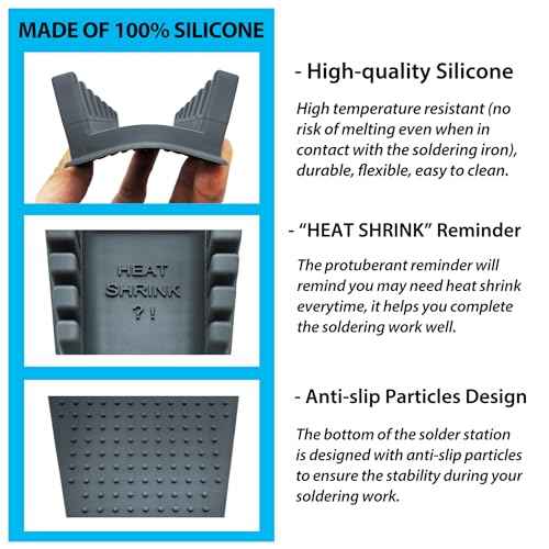 Upgraded Silicone Soldering Stand, Helping Hands Soldering Station, Soldering Wire Holder with 6 Slots - Third Hand Soldering Iron Stand for 32AWG to 12AWG Wires(Only Stand), Dark Grey, 1 Pcs