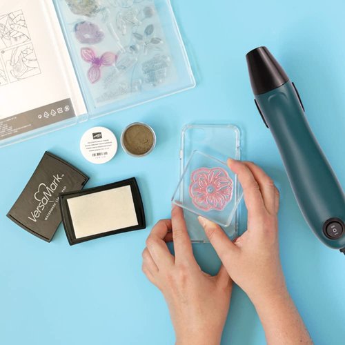 SmileTools Mini Heat Gun, Electrical Phone Repair Heat Tool for DIY Craft Embossing, Paint Drying, Candle Making, Epoxy Resin, Shrink Wrap Hot Air Gun with Silicone Brush (x2)