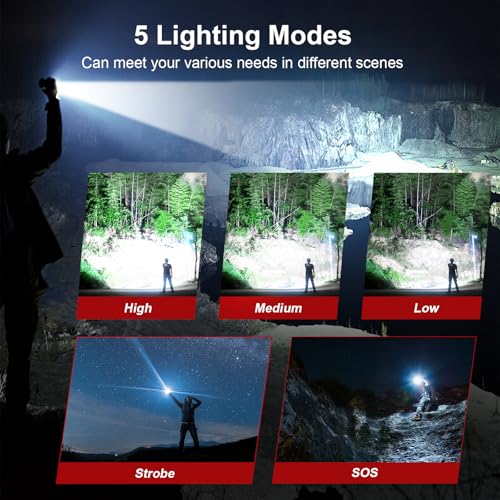 Shadowhawk Black 10000 Lumens Rechargeable 30W LED Flashlight with Focus