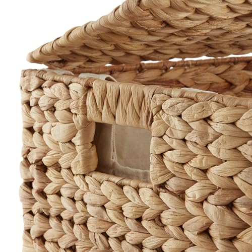 Casafield Natural Large Laundry Hamper with Lid, Removable Liner Bag, Water Hyacinth
