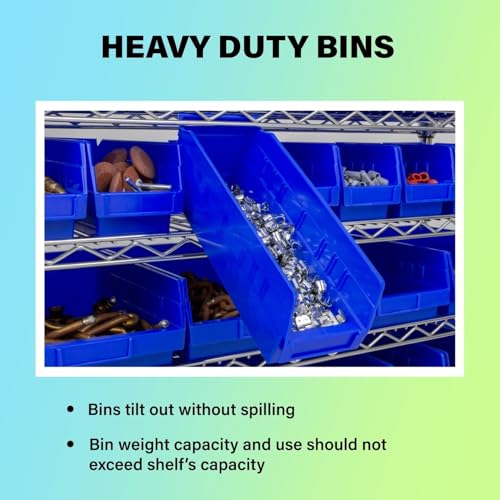 Akro-Mils 30164 Heavy Duty Shelf Bins, 24 x 6.5 x 4, Blue, 6-Pack