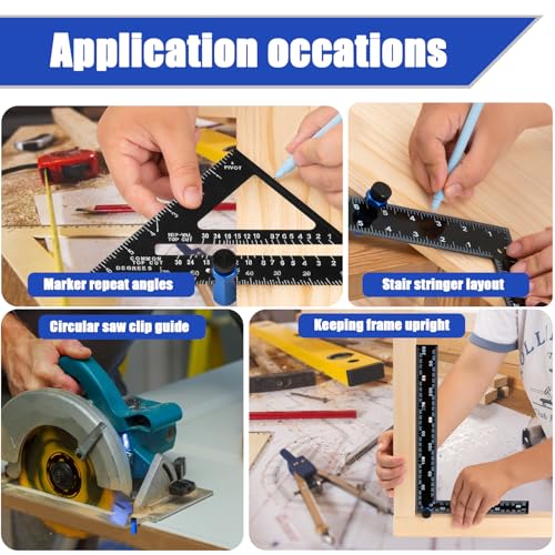 Eiahonen Blue Tall Stair Gauges for Framing Square with Holder — Aluminum CNC