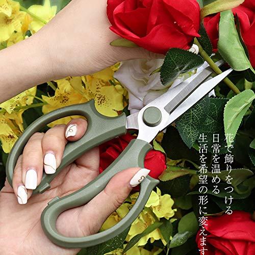 Leize Flower Scissors Grey Green Slender - Premium Stainless Steel Floral Shears for Pruning