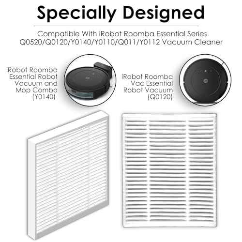 (5 Pack) Q0520 Q011 Q0120 HEPA Filters for iRobot Roomba Vacuum 2 Essential and Combo Essential Robot Vacuum and Mop Y0140 Y0112 Y0110 Q011 Q0120, Roomba 105 Combo, Roomba 104 Filter Accessories