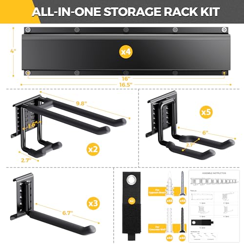 LBT 66-Inch Wall Mount Garage & Garden Tool Organizer - 720lbs Capacity