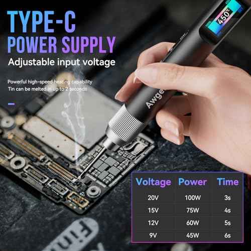 Soldering Iron Kit, 100W High Power Mini Soldering Iron, Portable Soldering Iron Fast Heating, Usb Soldering Iron, Hd color display, Accurate 60~450¡ÆC With Static eliminator, 3 Iron Tips