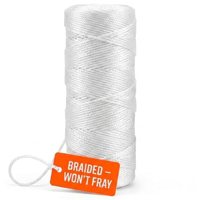ACE Supply 250 Ft White Braided Nylon Twine - Strong Outdoor Garden String, Supports & Marking Rope