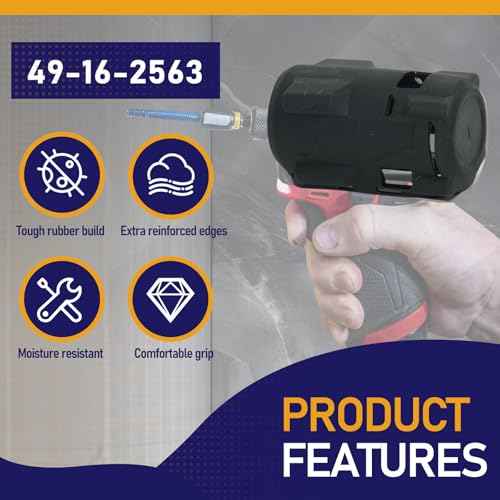 49-16-2563 Impact Driver Protective Boot Compatible with Milwaukee M12 Fuel 1/2" and 3/8" Short Handle Impact Wrenches, Fits 2562-20, 2563-20, 2563P-20, 2854-20, 2855-20, 2855P-20